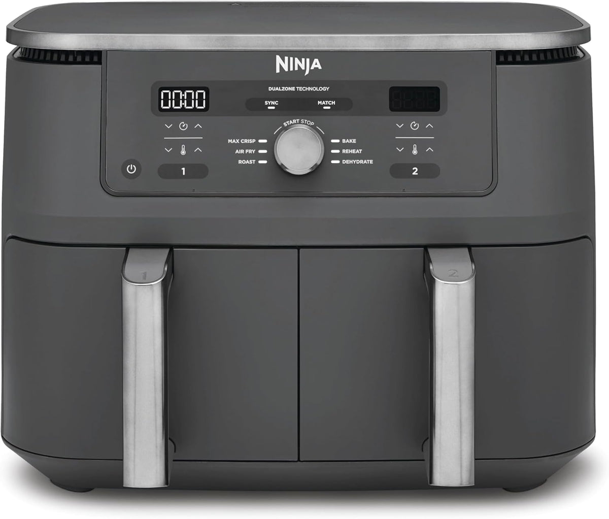 Ninja MAX Dual Zone 9.5L Air Fryer, 2 Drawers, Gunmetal DZ400UK