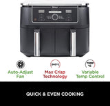Ninja Foodi MAX Dual Zone 9.5L Air Fryer, 2 Drawers, Black AF400UK