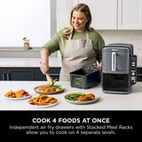 Ninja Double Stack XL 9.5L Air Fryer, 2 Drawers, Grey SL400UK
