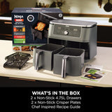 Ninja MAX Dual Zone 9.5L Air Fryer, 2 Drawers, Gunmetal DZ400UK