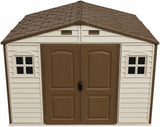 10 x 8 ft Outdoor Plastic Garden Storage Shed with Double Doors, Windows & Metal Foundation Kit