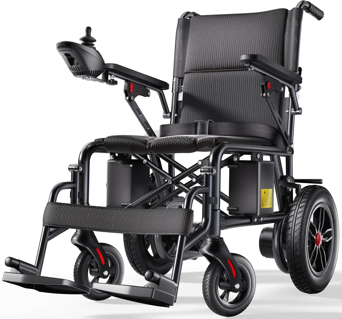 Lightweight Foldable Electric Wheelchair for Adults, 15 Mile Travel Range, Portable Power Chair with Joystick Control